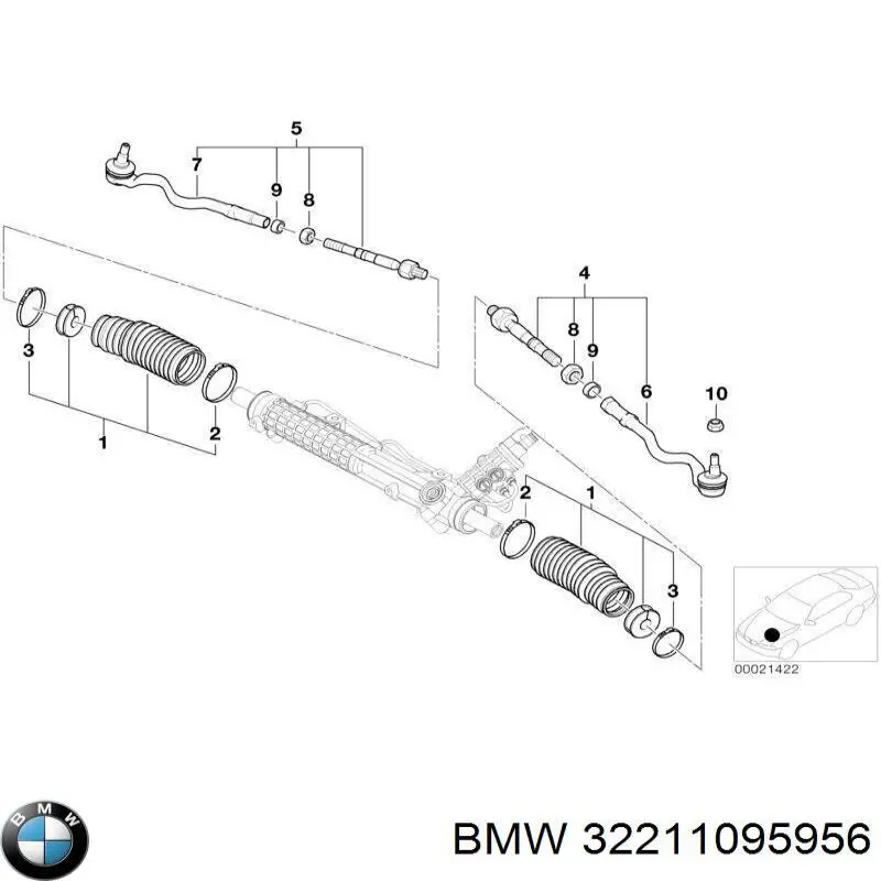 Тяга рульова в зборі, права BMW 32211095956 ціна, від 26.78 USD