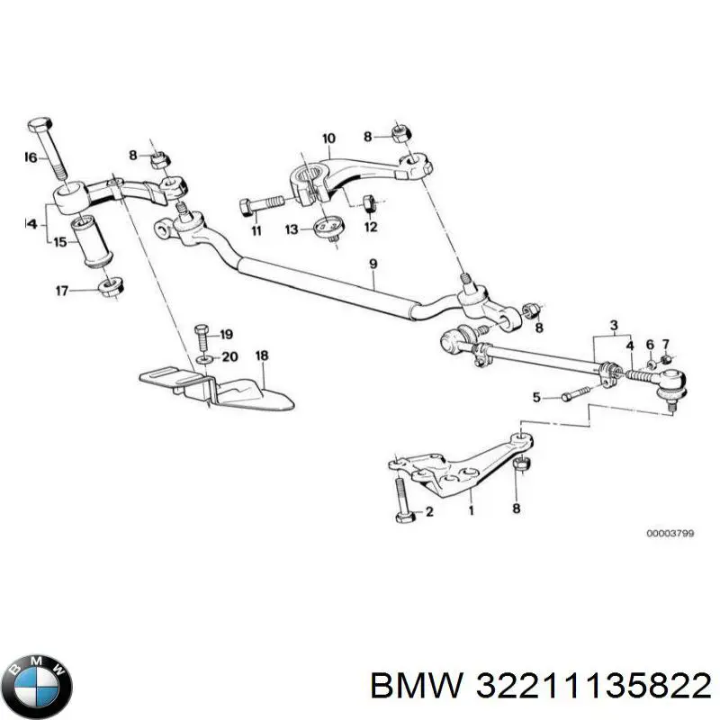 32211135822 BMW накінечник рульової тяги, внутрішній