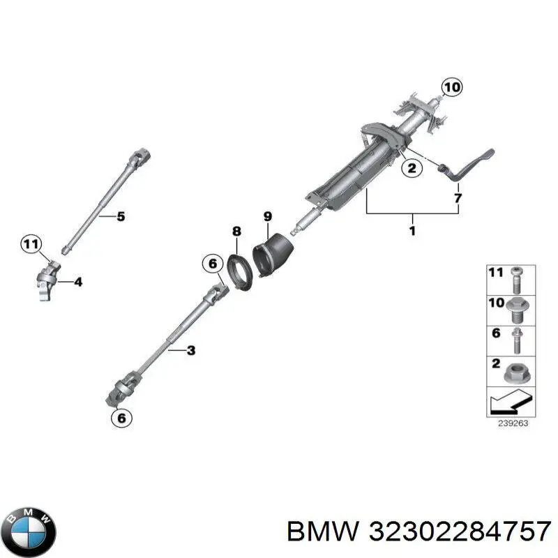32302284757 BMW Вал рульової колонки, нижній