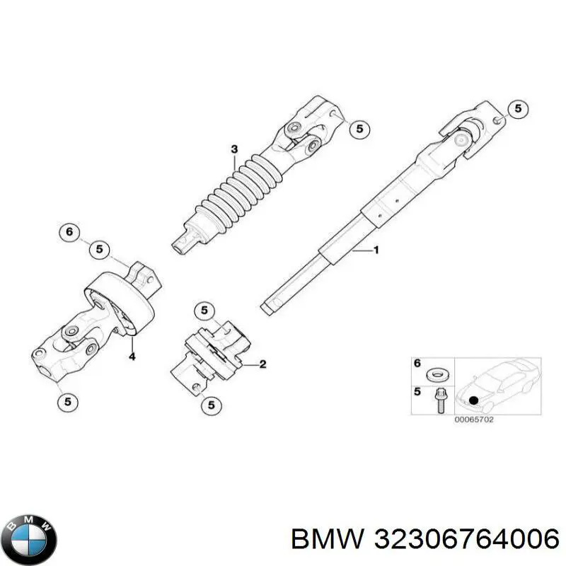 Вал рульової колонки, нижній 32306764006 BMW