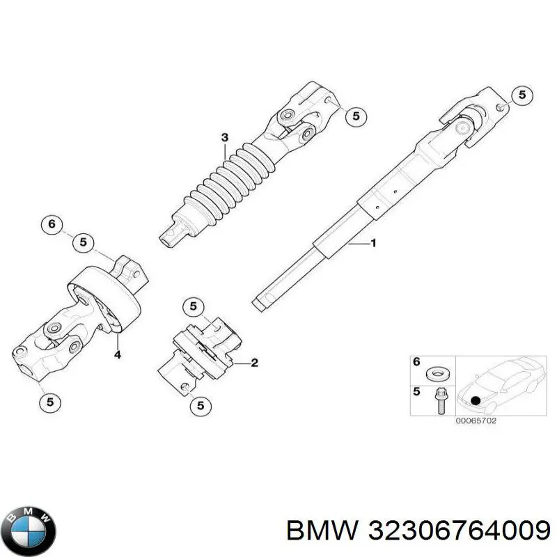 32306764009 BMW Вал рульової колонки, нижній