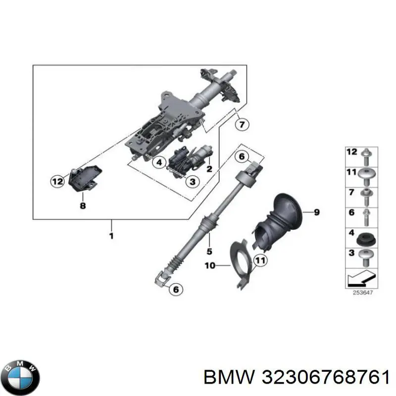 Вал рульової колонки, нижній на BMW 5 (E61)