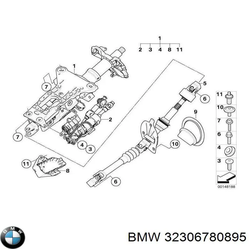 Купити 32306780895 BMW Вал рульової колонки, нижній