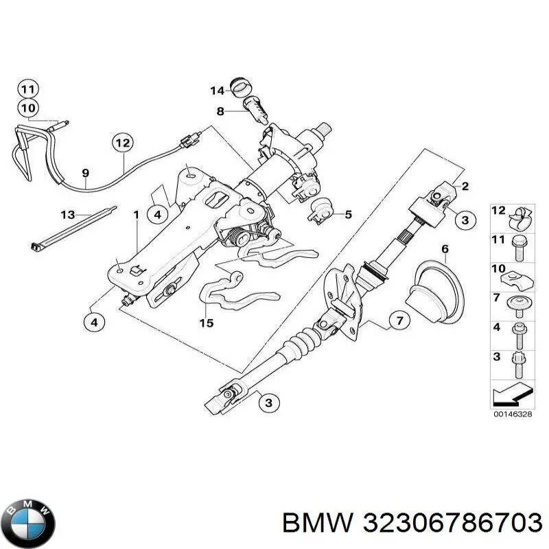 Купити 32306786703 BMW Вал рульової колонки, нижній