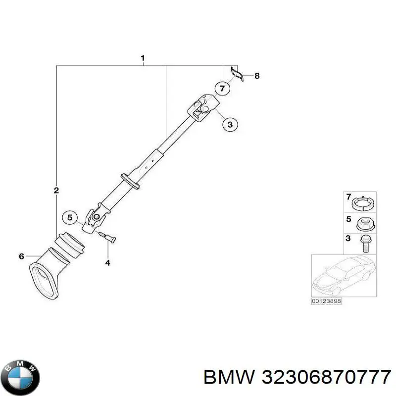 32306763722 BMW Вал рульової колонки, нижній