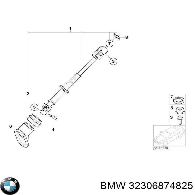 Вал рульової колонки, нижній BMW 32306874825 ціна, від 41.44 USD