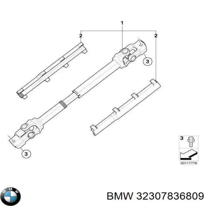 Вал рульової колонки, нижній BMW 32307836809 ціна, від 877.52 USD
