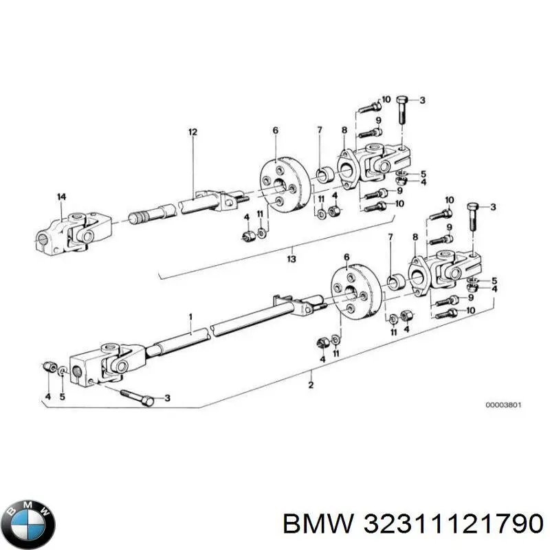 Вал рульової колонки, нижній на BMW 3 (E21)