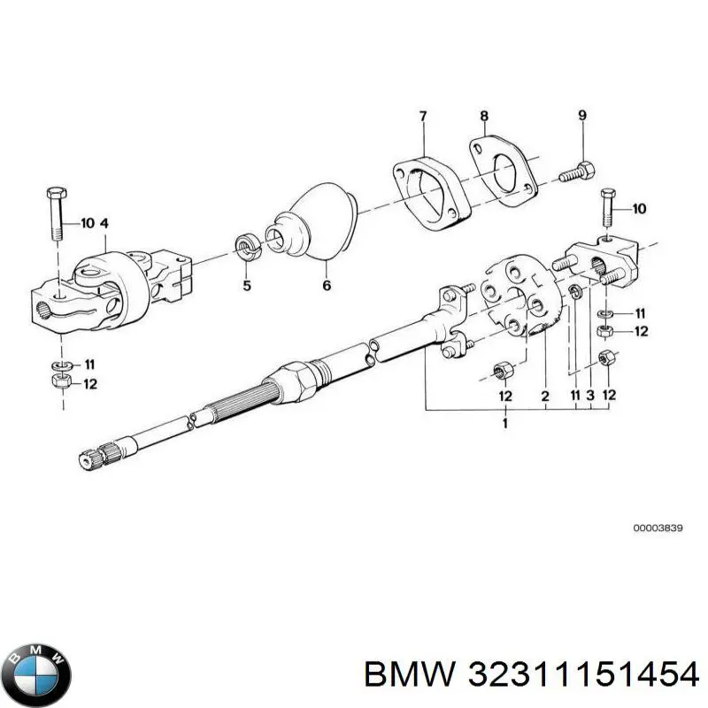 Кардан вала рульової колонки, нижній BMW 32311150489