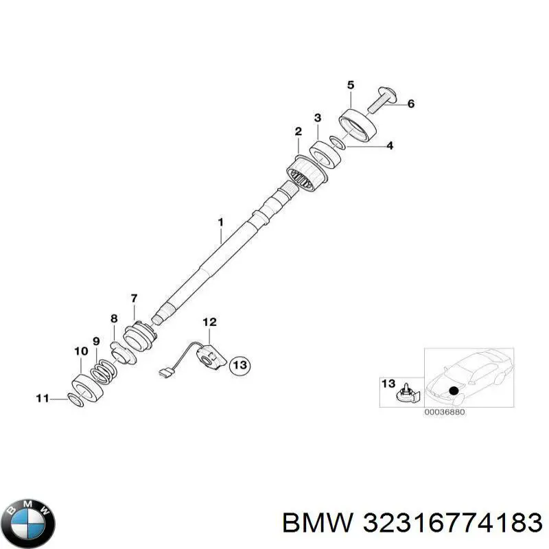 Рульовий вал, верхній BMW 32316774183 ціна, від 24.07 USD