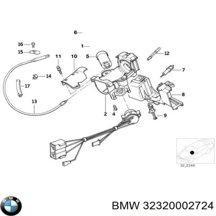 Личинка замка запалювання 32321095822 BMW