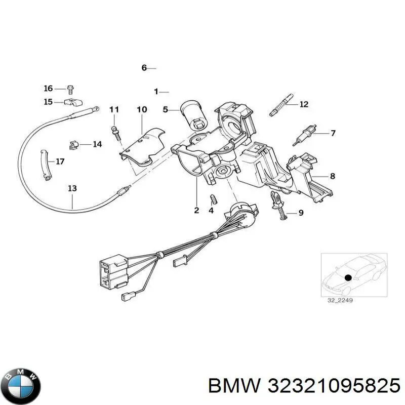 Купити 32321095825 BMW Замок дверки правої передньої