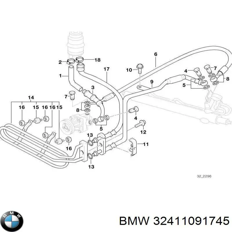 Патрубок високого тиску гідропідсилювача BMW 32411091745 ціна, від 27.78 USD