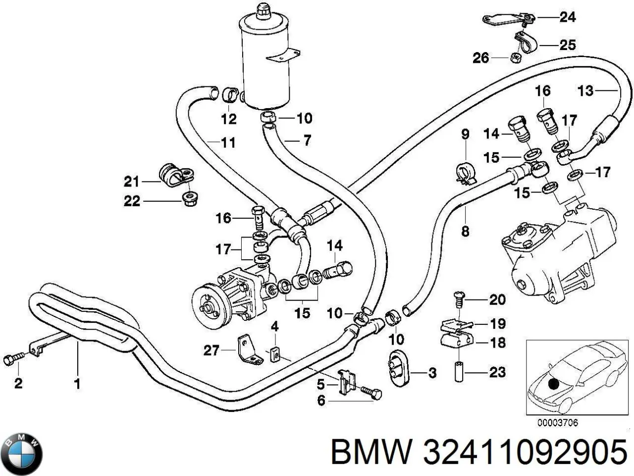 32411092905 BMW Трубка високого тиску ГПК