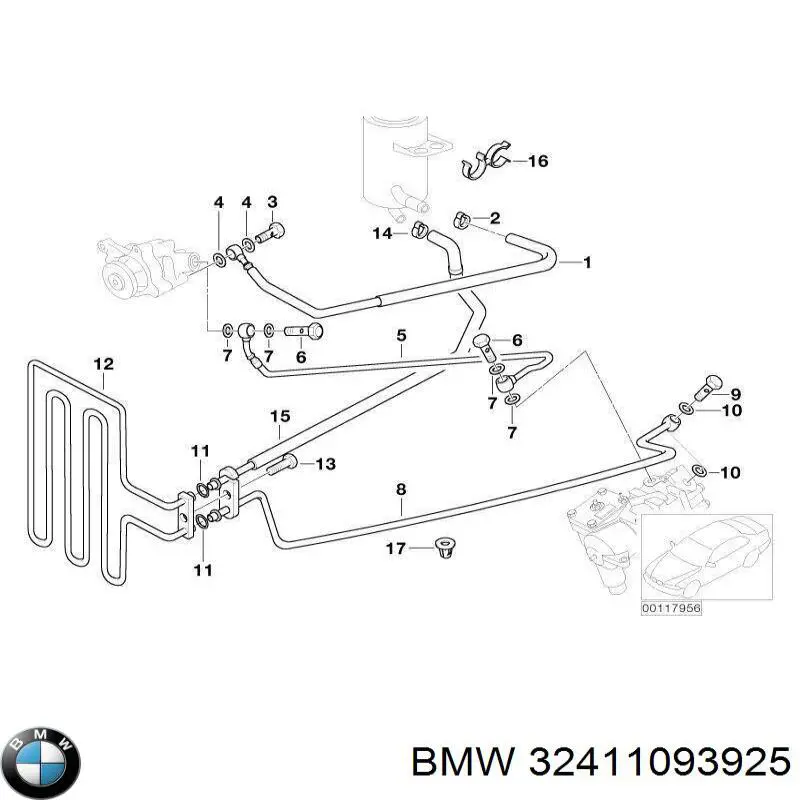 Шланг ГПК, низького тиску, від бачка до насосу BMW 32411093925 ціна, від 40.98 USD