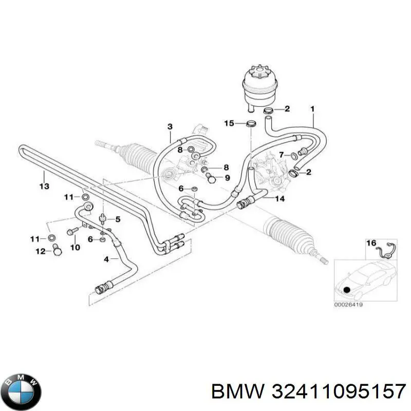 Купити 32411095157 BMW Шланг ГПК, високого тиску рейки керма