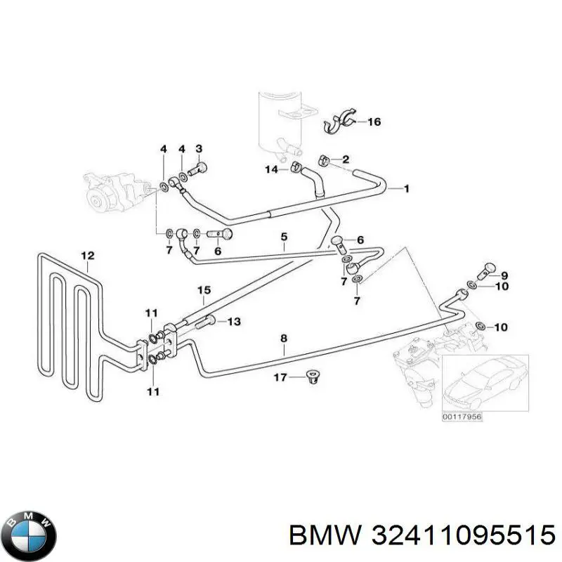 32411095515 BMW шланг гпк, низького тиску, від радіатора до бачка