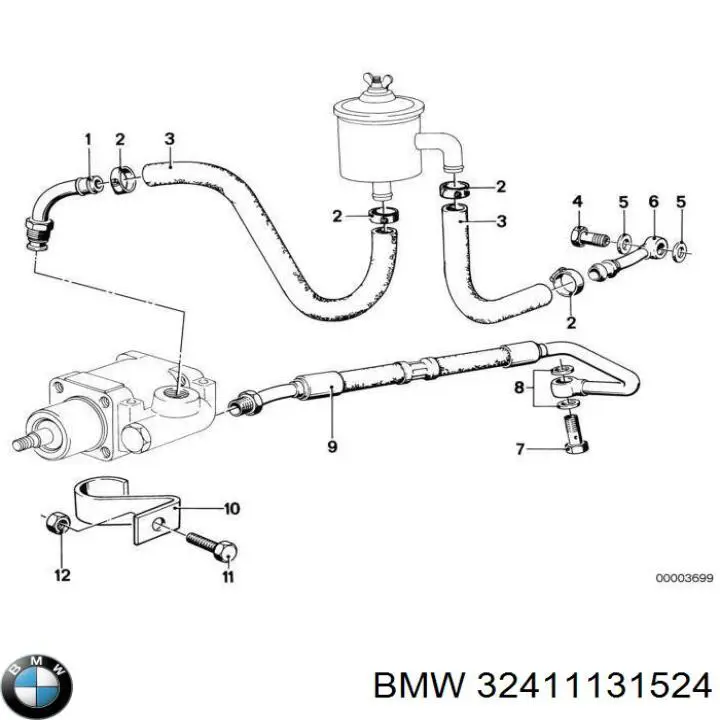 32411131524 BMW Шланг ГПК, низького тиску, від бачка до насоса