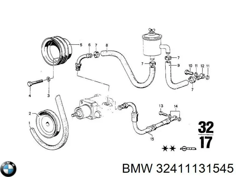 32411131545 BMW Шланг ГПК, низького тиску, від бачка до насоса