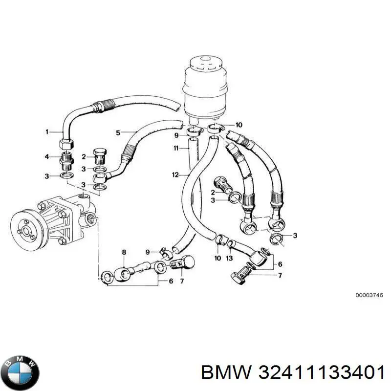 Купити 32411133401 BMW Шланг ГПК, низького тиску, від рейки/механізму до бачка