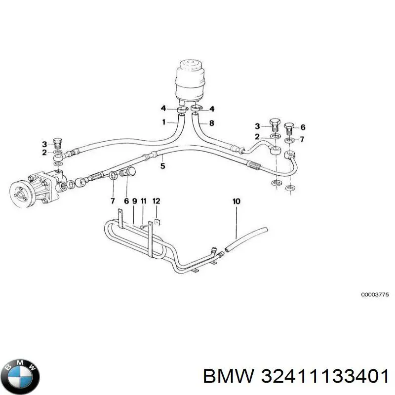 Шланг ГПК, низького тиску, від рейки/механізму до бачка на BMW 3 (E30)