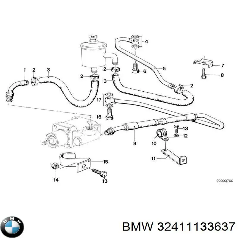 Шланг ГПК, низького тиску, від бачка до насосу BMW 32411133637 ціна, від 256.45 USD
