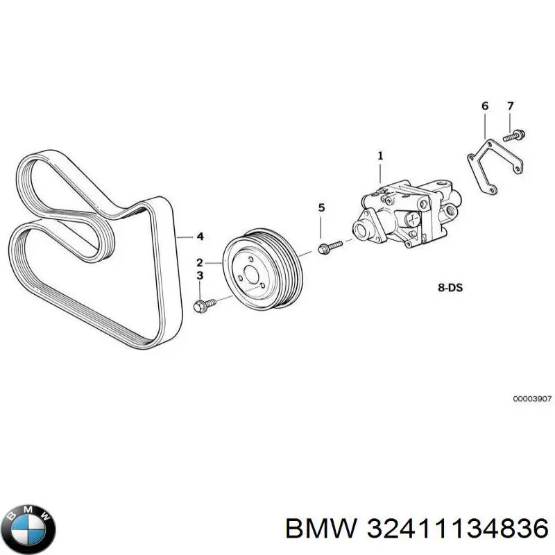 Ремкомплект насосу гідропідсилювача керма BMW 32411134836 ціна, від 51.56 USD
