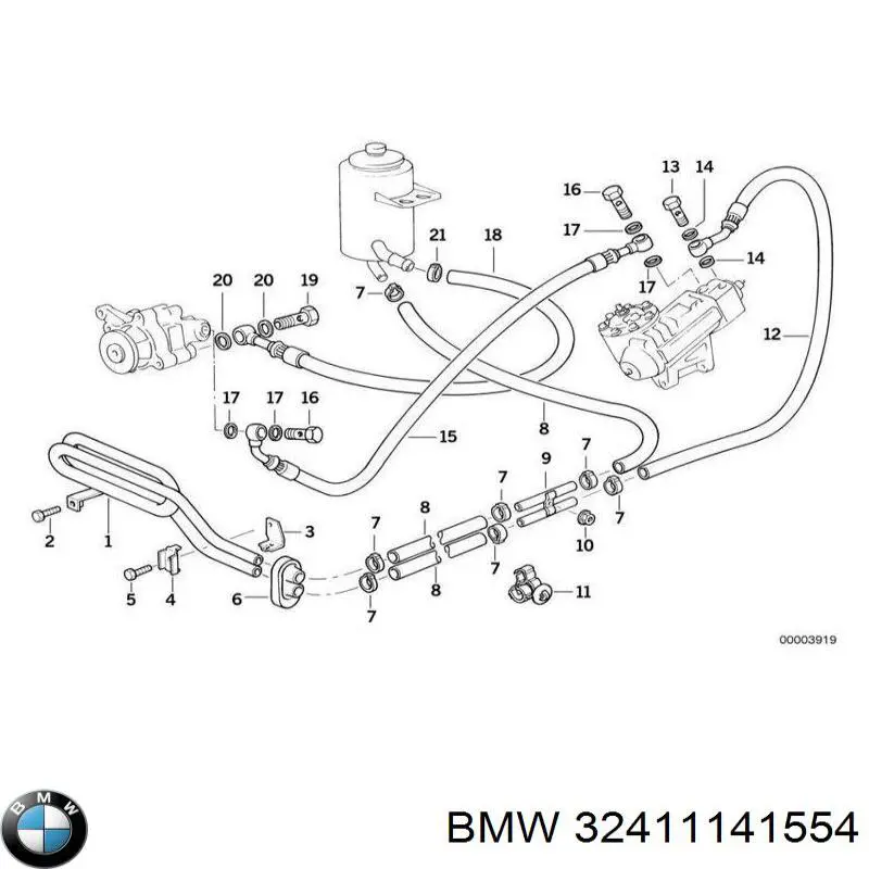 Купити 32411141554 BMW Шланг ГПК, низького тиску, від бачка до насосу