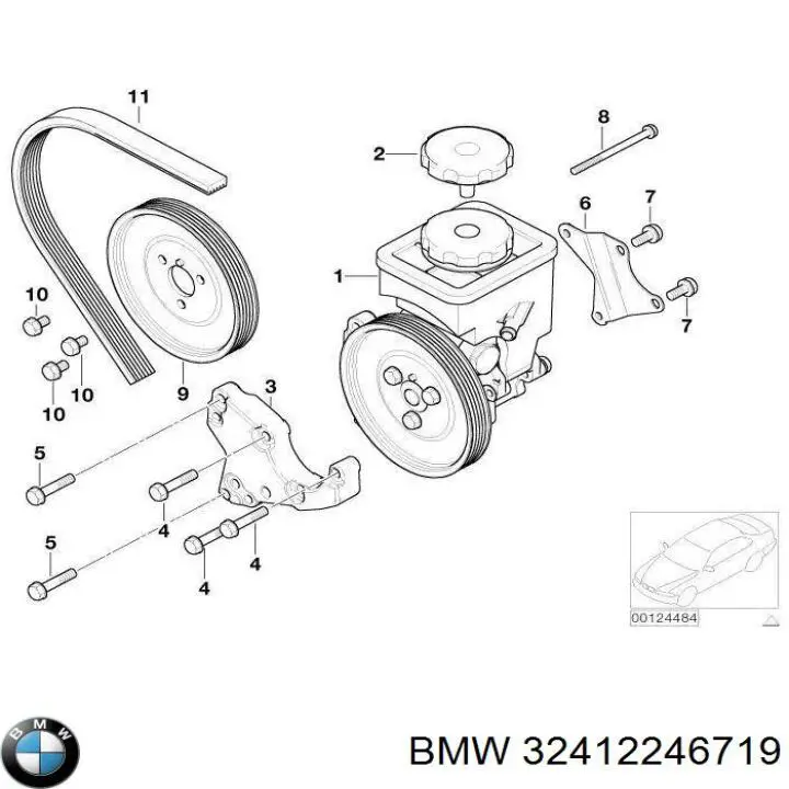 Шків насосу гідропідсилювача керма (ГПК) 32412246719 BMW