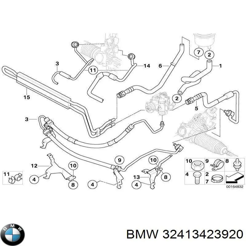 Купити 32413423920 BMW Шланг ГПК, низького тиску, від рейки/механізму до бачка