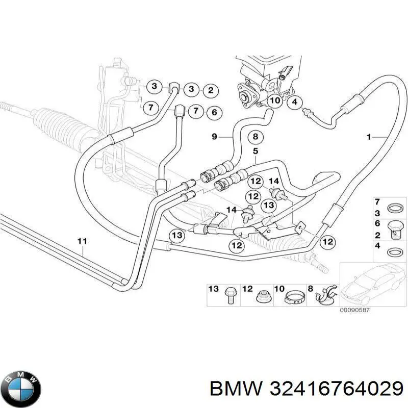 Патрубок високого тиску гідропідсилювача BMW 32416764029 ціна, від 145.70 USD