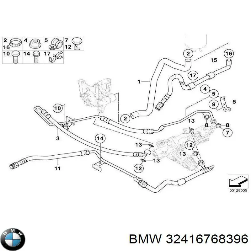 32416768396 BMW Шланг ГПК, низького тиску, від бачка до насоса