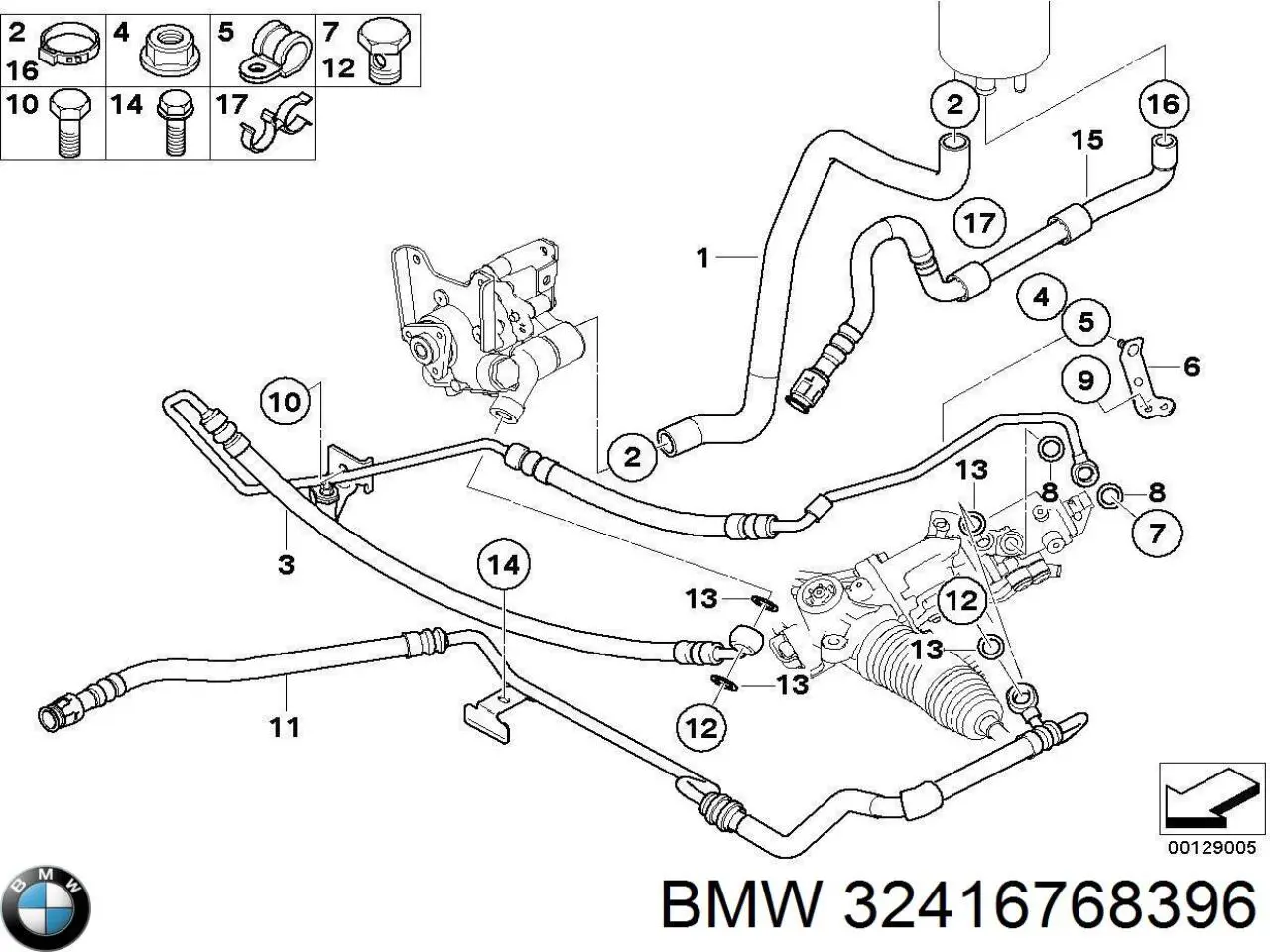Шланг ГПК, низького тиску, від бачка до насосу BMW 32416768396 ціна, від 12.98 USD