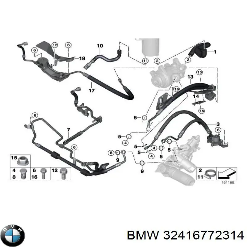 Шланг ГПК, низького тиску, від бачка до насосу BMW 32416784788 ціна, від 17.74 USD