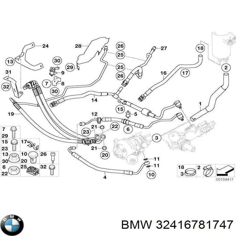 Патрубок високого тиску гідропідсилювача BMW 32416781747 ціна, від 53.61 USD