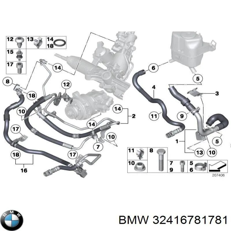 Купити 32416781781 BMW Шланг ГПК, високого тиску рейки керма
