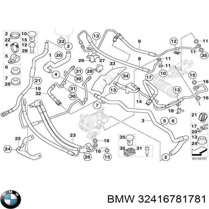 Патрубок високого тиску гідропідсилювача BMW 32416781781 ціна, від 299.92 USD