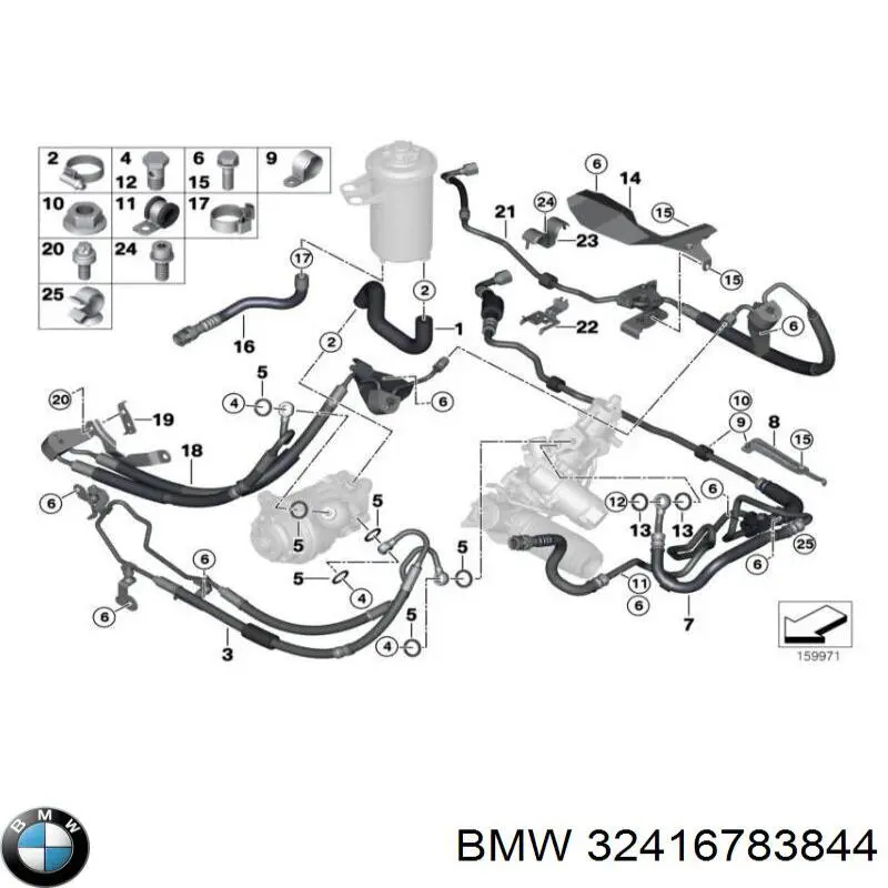 Купити 32416783844 BMW Шланг ГПК, низького тиску, від рейки/механізму до бачка
