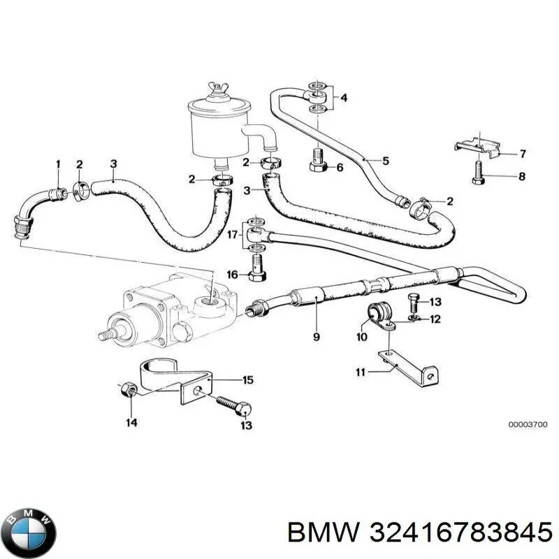 Шланг ГПК, низького тиску, від рейки/механізму до бачка BMW 32416783845 ціна, від 14.06 USD