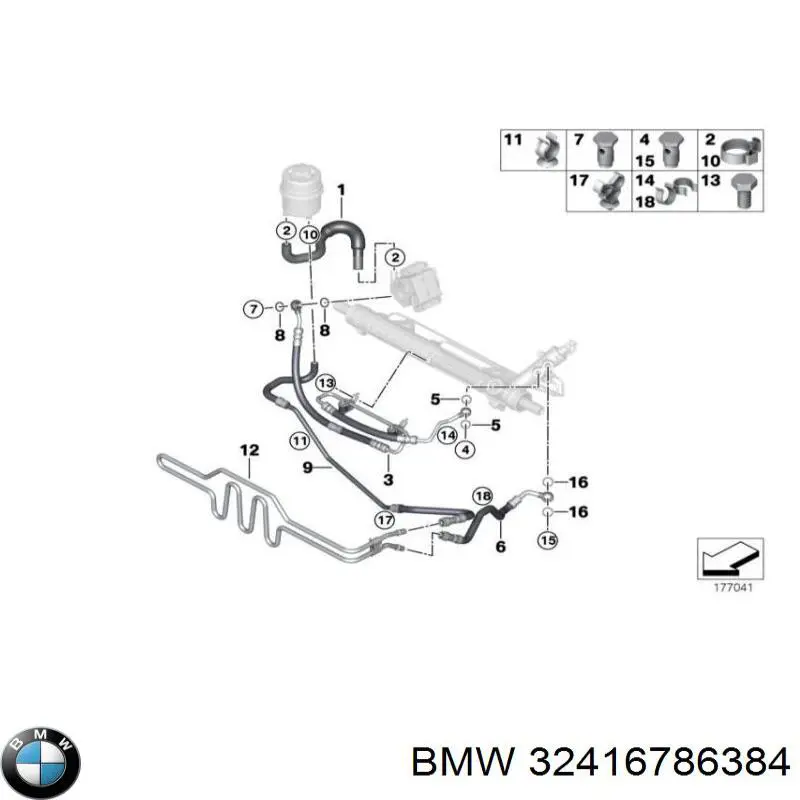 Патрубок високого тиску гідропідсилювача BMW 32416767579 ціна, від 80.70 USD