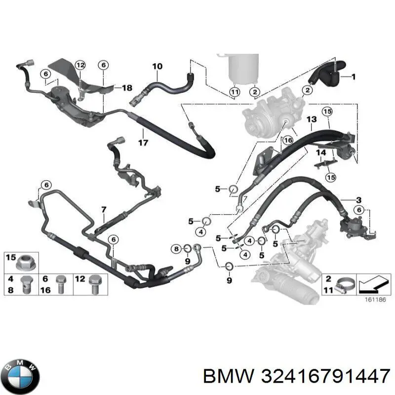 Патрубок високого тиску гідропідсилювача BMW 32416791447 ціна, від 84.88 USD