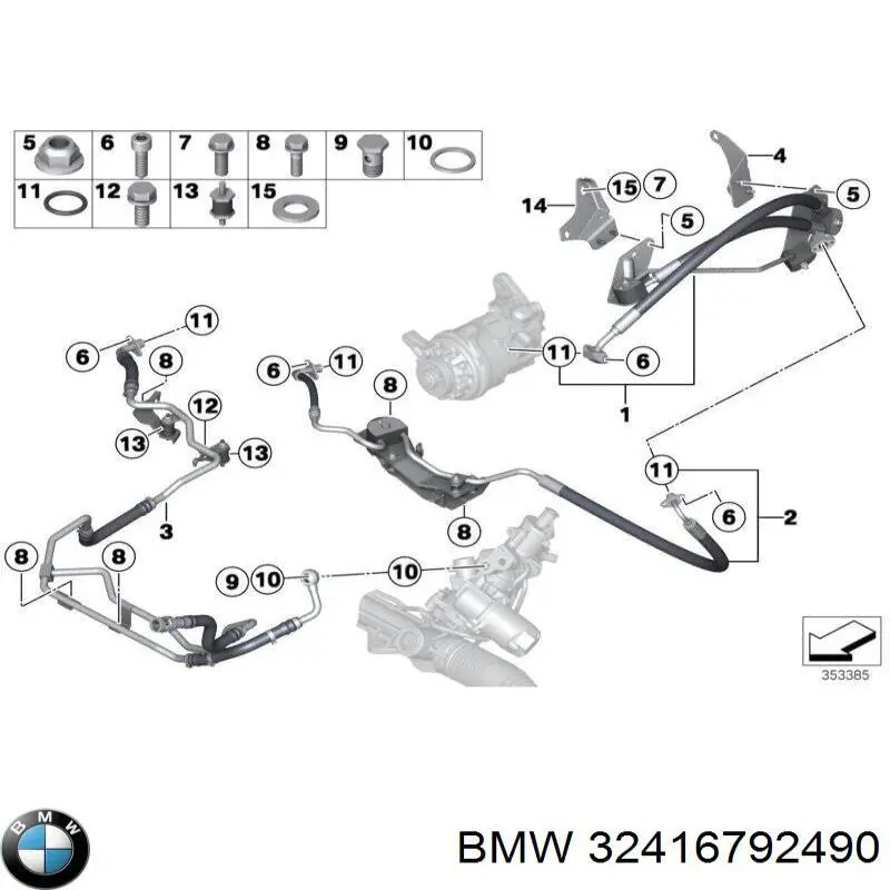 Купити 6792490 BMW Шланг ГПК, низького тиску, від рейки/механізму до бачка