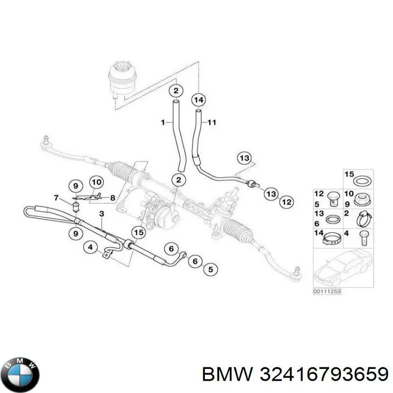 Трубопроводи гідропідсилювача механізму рульового управління на BMW X6 (E71)