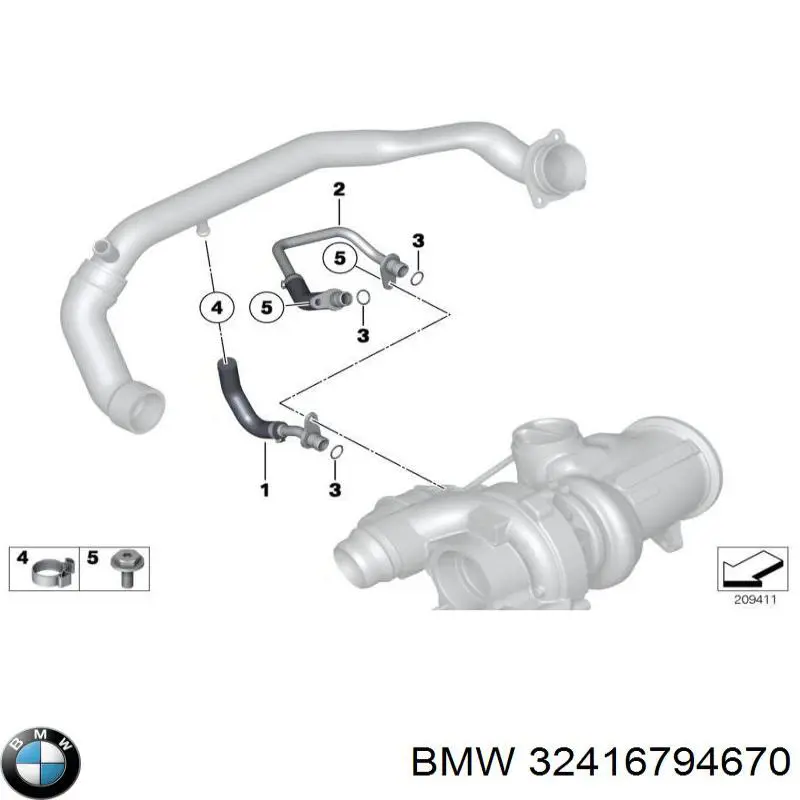 32416794670 BMW Шланг повітряний вентиляції картера