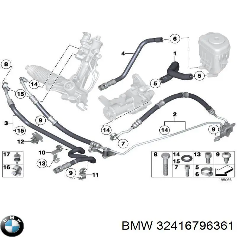Шланг ГПК, низького тиску, від бачка до насосу 32416850311 BMW