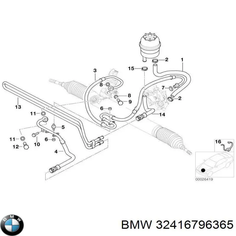 Патрубок вентиляції картера, масловіддільника 32416796365 BMW