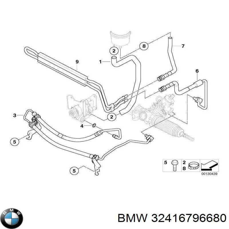 Купити 32416796680 BMW Шланг ГПК, низького тиску, від рейки/механізму до бачка