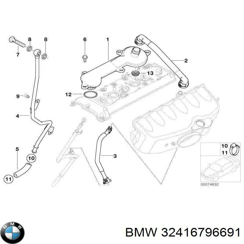 32416796691 BMW Шланг повітряний вентиляції картера
