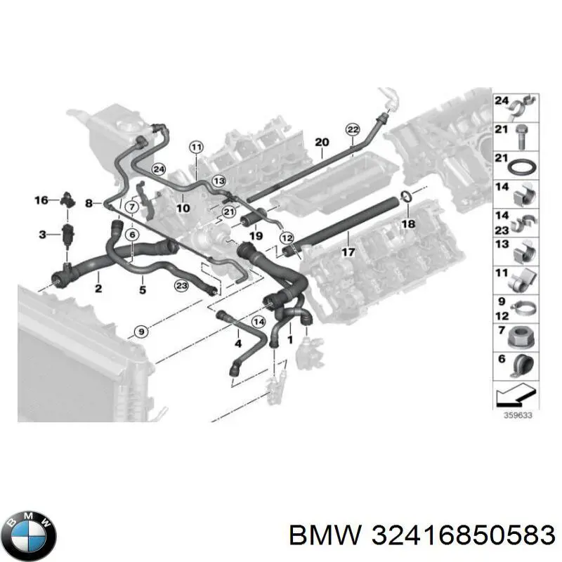 Шланг ГПК, низького тиску, від бачка до насосу BMW 32416850583 ціна, від 8.58 USD