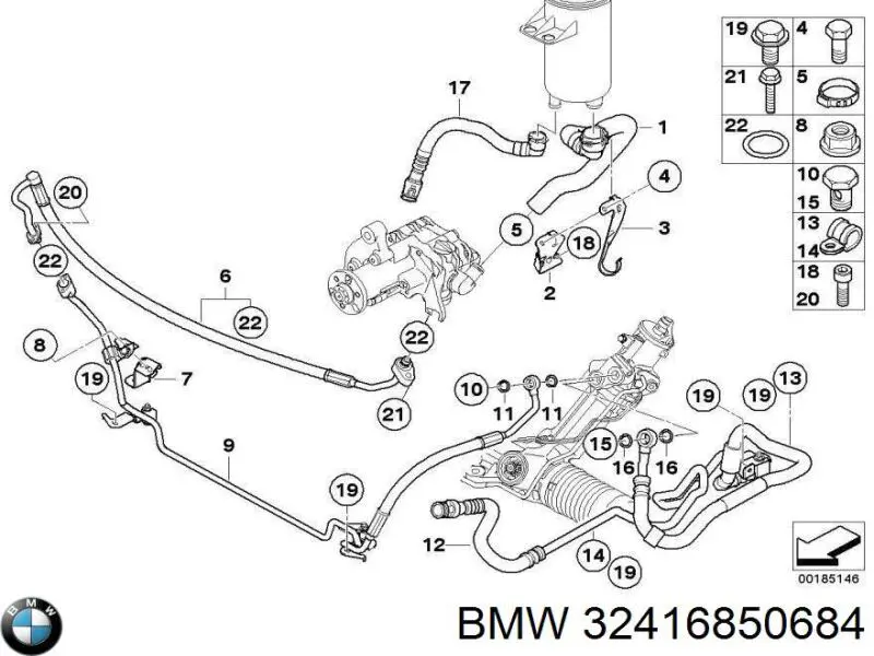 32416850684 BMW Шланг ГПК, низького тиску, від бачка до насоса